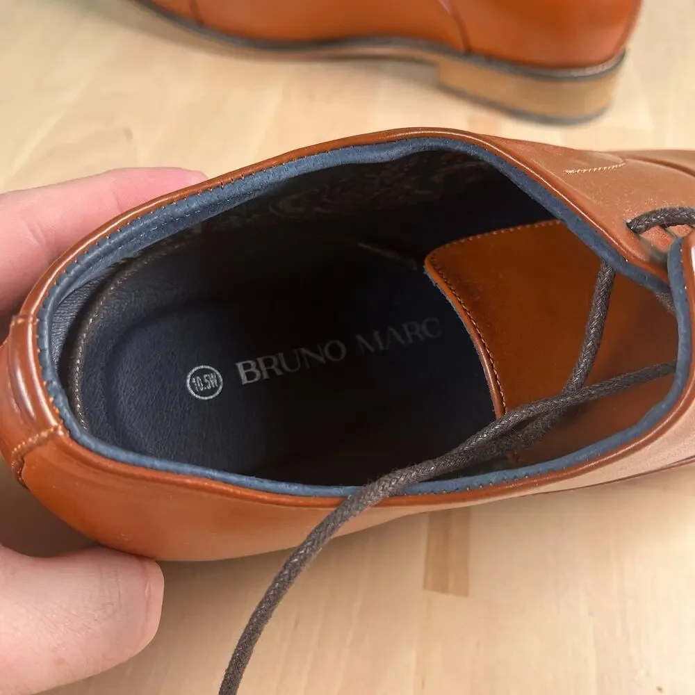 BRUNO MARC NEW YORK Mens Louis 2 Brown Oxford Dress Shoe‎ Size 10.5 Wide